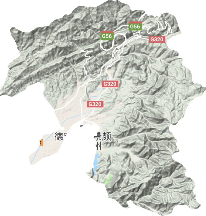 芒市镇地形地图