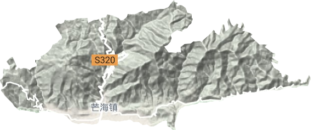 芒海镇地形地图