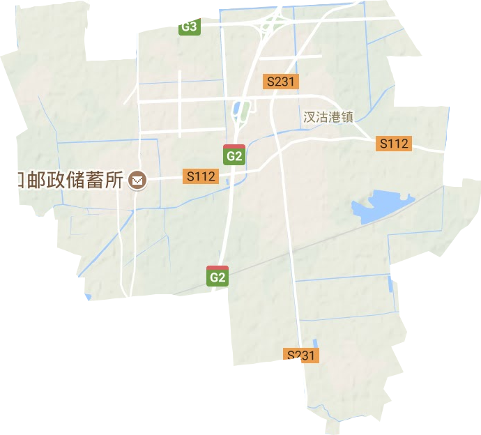 汊沽港镇地形地图