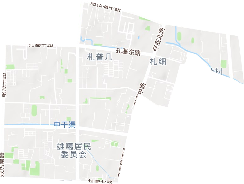 扎细街道地形地图