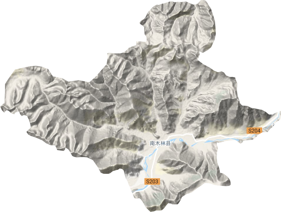 南木林镇地形地图