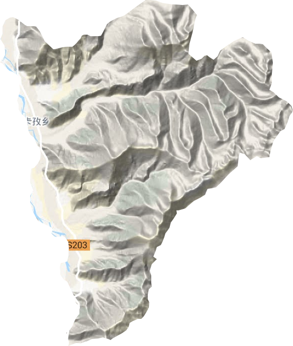 卡孜乡地形地图