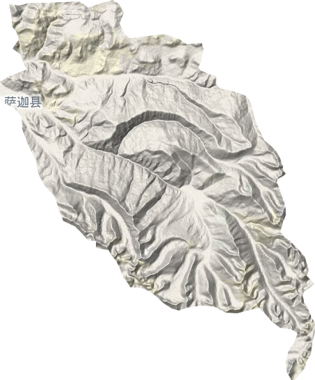 萨迦镇地形地图