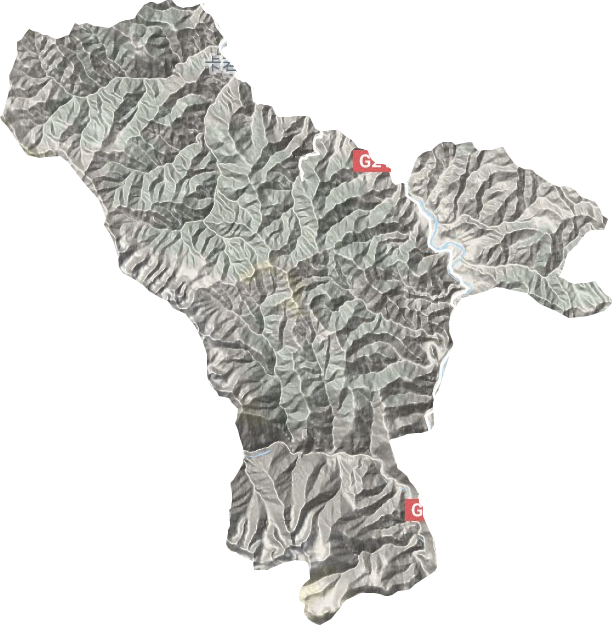 卡若镇地形地图