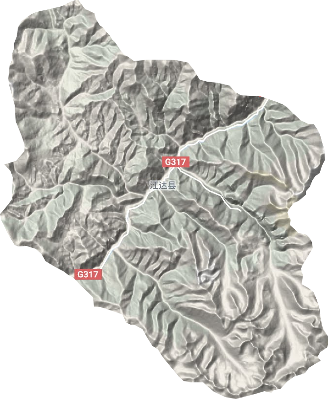 江达镇地形地图