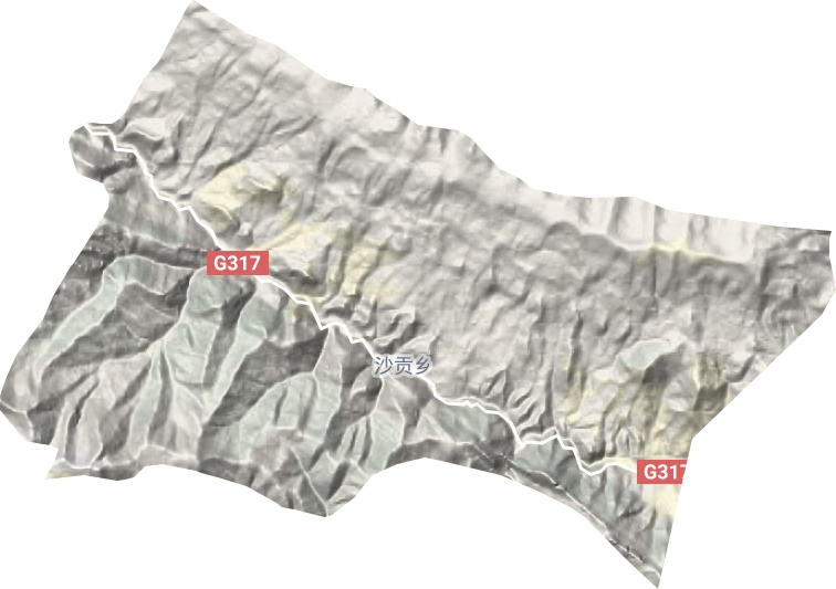 沙贡乡地形地图