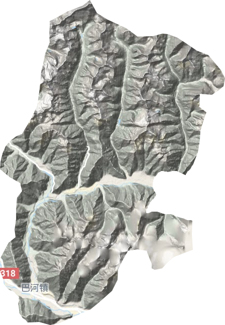 巴河镇地形地图