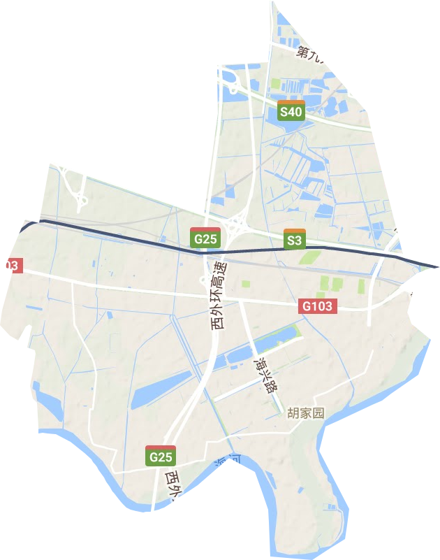 胡家园街道地形地图