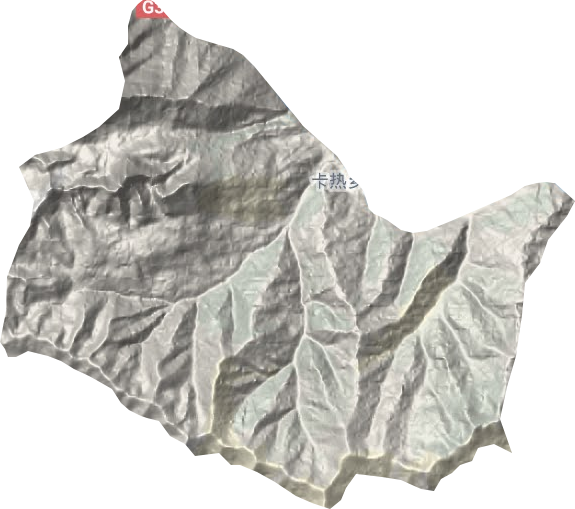卡热乡地形地图