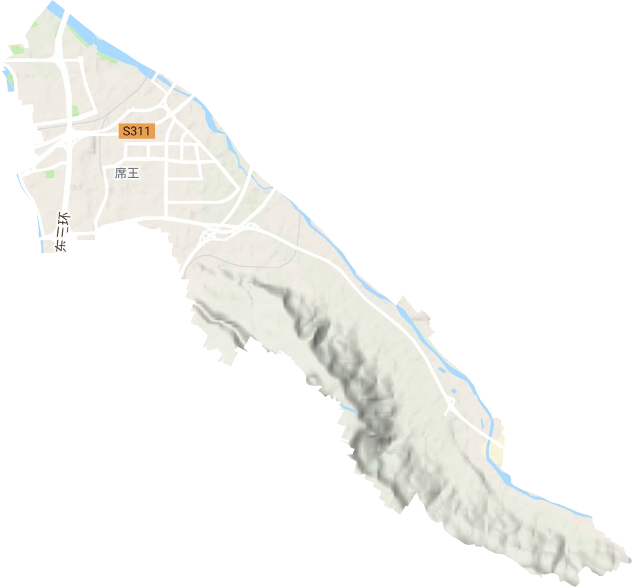 席王街道地形地图