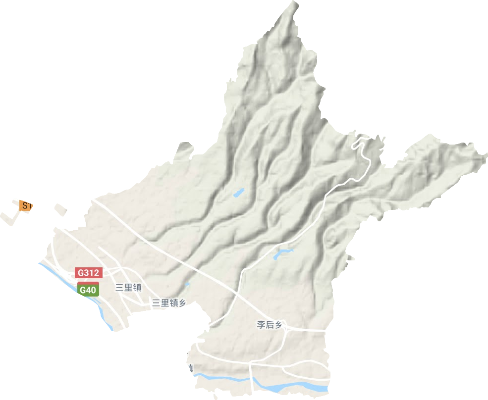 三里镇地形地图
