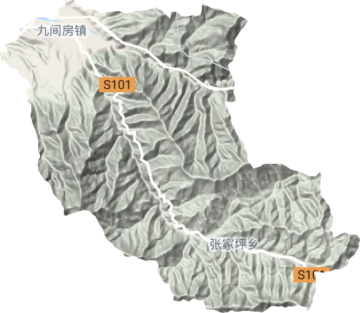 九间房镇地形地图