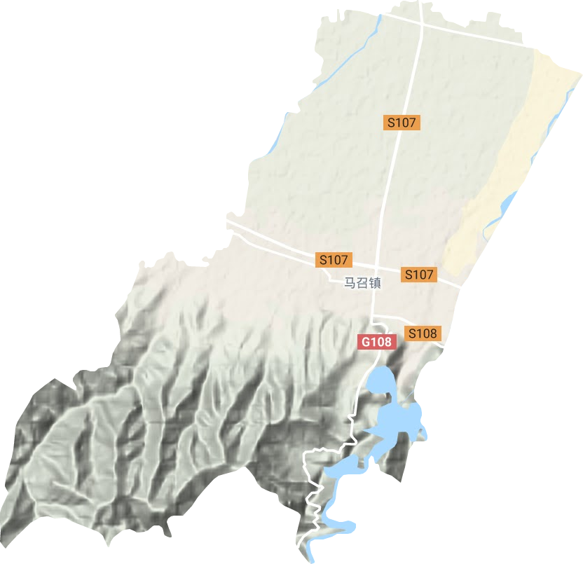 马召镇地形地图