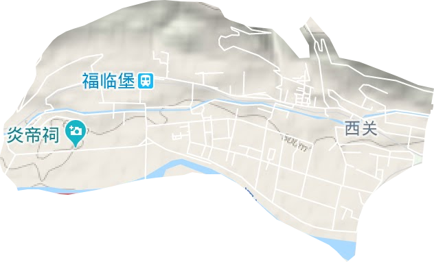 西关街道地形地图