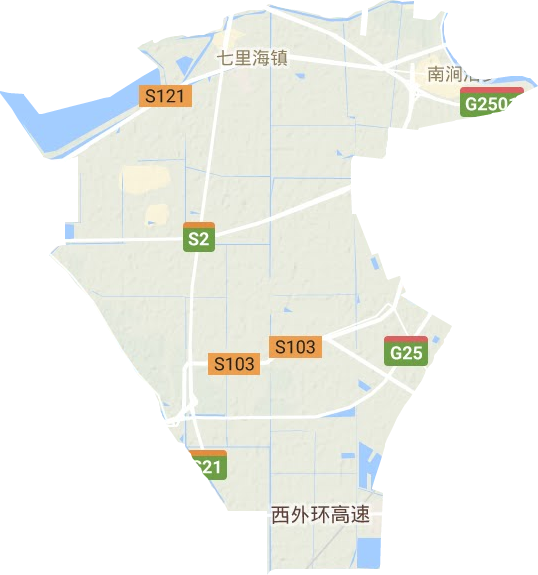 七里海镇地形地图