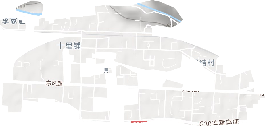 十里铺街道地形地图