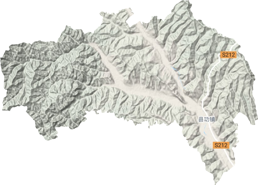 县功镇地形地图