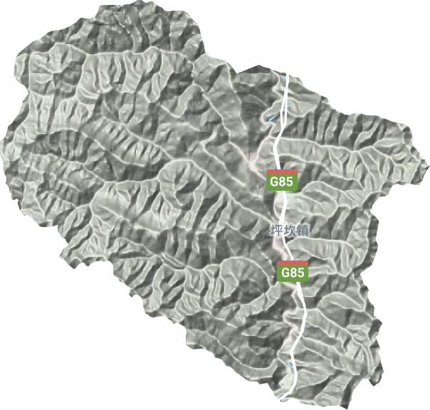 坪坎镇地形地图