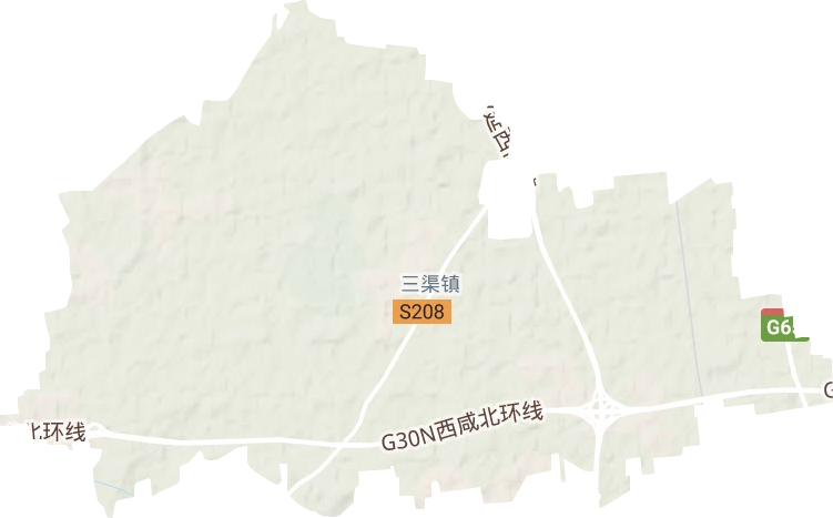 三渠镇地形地图