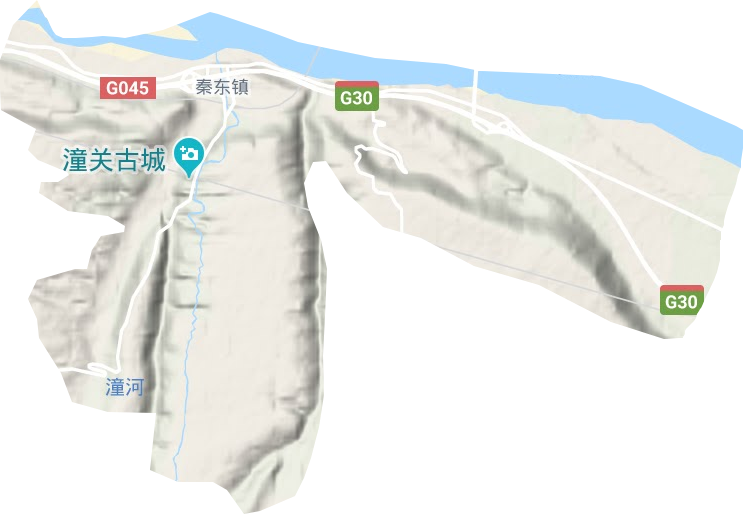 秦东镇地形地图