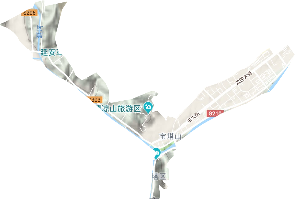 宝塔山街道地形地图
