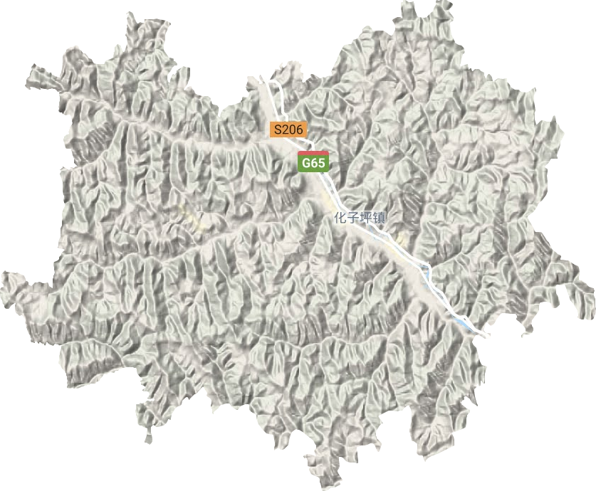 化子坪镇地形地图
