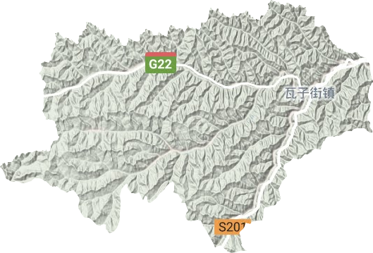 瓦子街镇地形地图