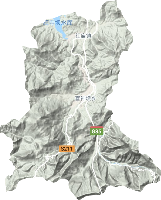 红庙镇地形地图