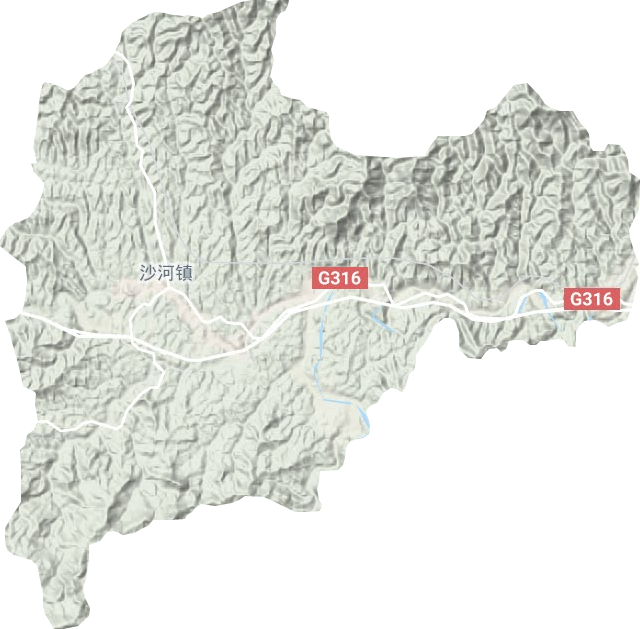 沙河镇地形地图