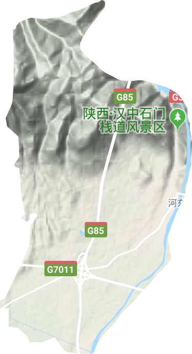 褒城镇地形地图