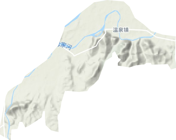 温泉镇地形地图