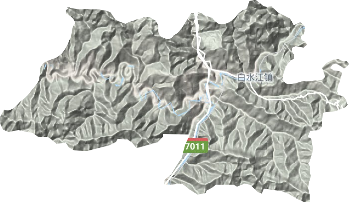 白水江镇地形地图