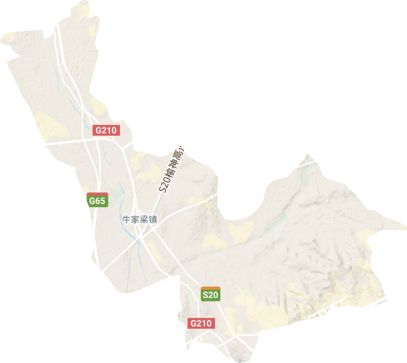 牛家梁镇地形地图