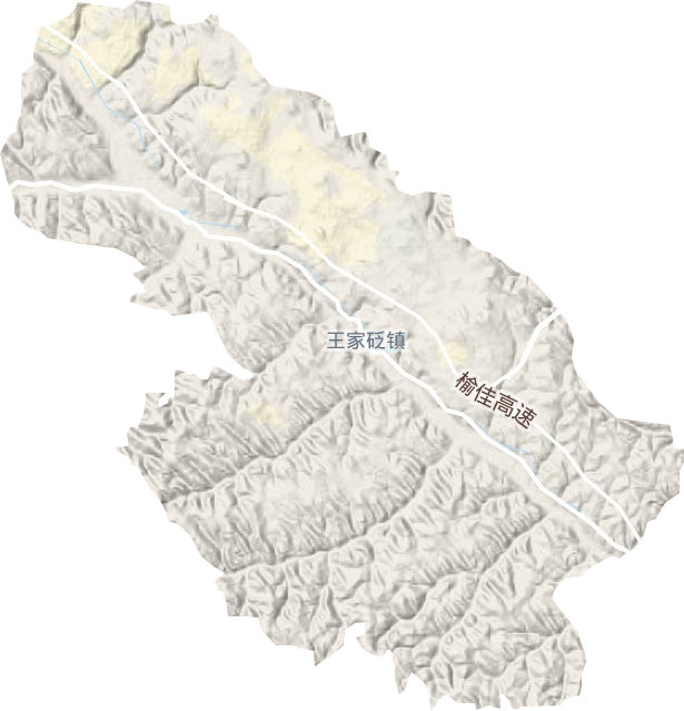王家砭镇地形地图