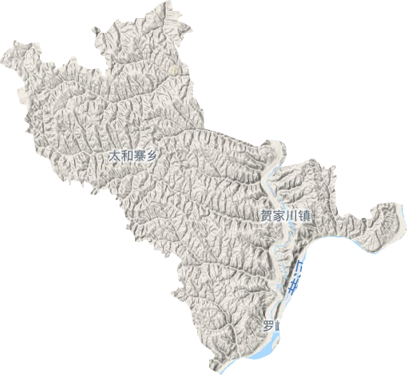 贺家川镇地形地图