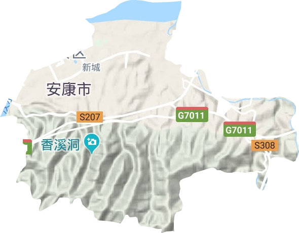 新城街道地形地图