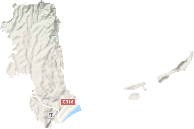 江北街道地形地图