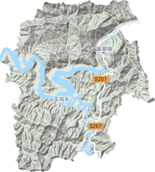 瀛湖镇地形地图
