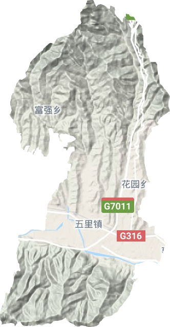 五里镇地形地图