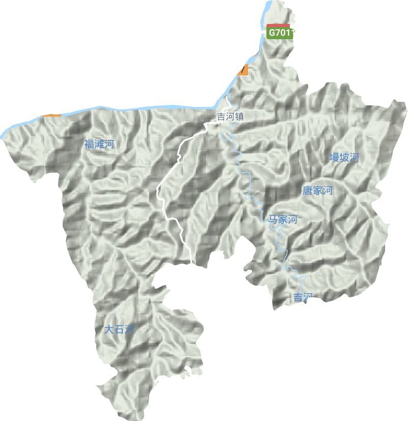 吉河镇地形地图