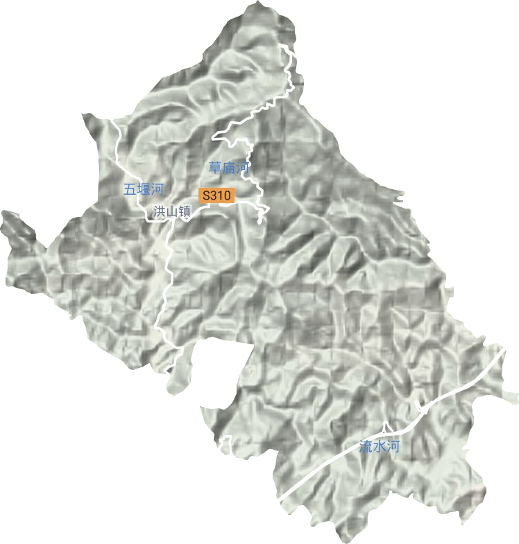 洪山镇地形地图