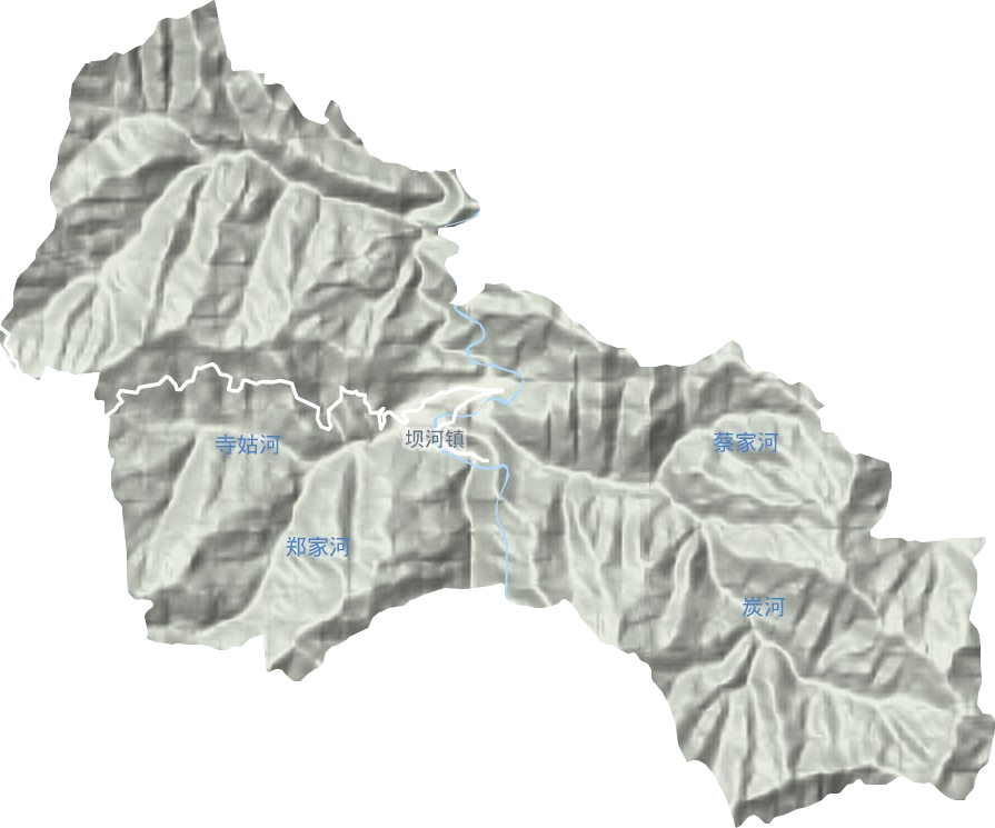 坝河镇地形地图