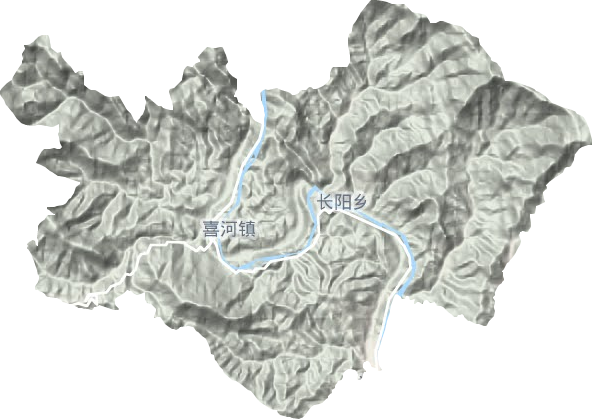 喜河镇地形地图