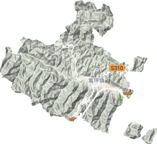 蒿坪镇地形地图