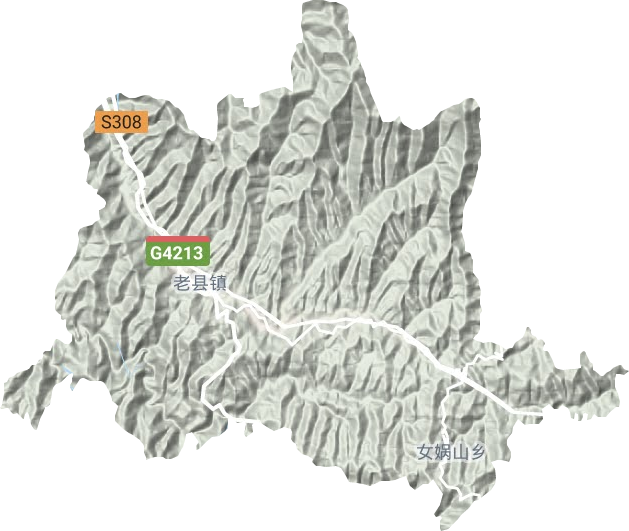老县镇地形地图