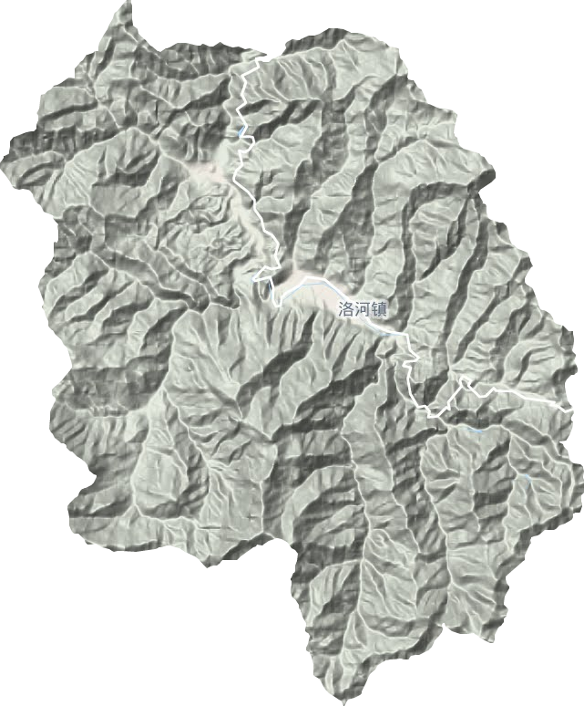 洛河镇地形地图