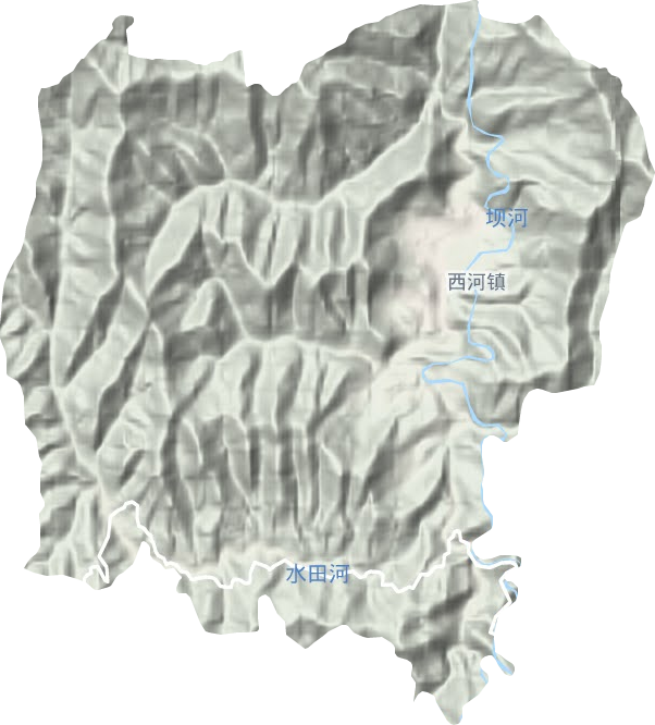 西河镇地形地图