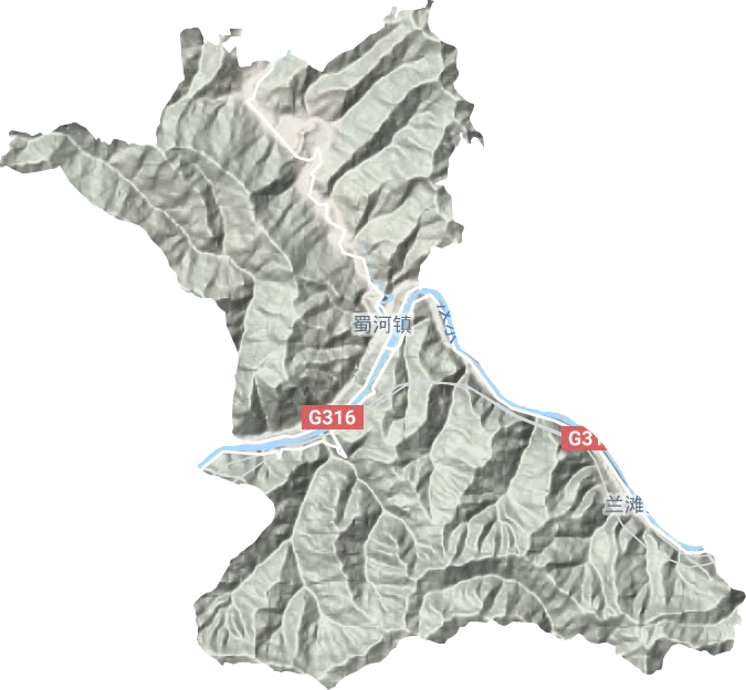 蜀河镇地形地图