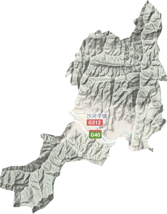 沙河子镇地形地图