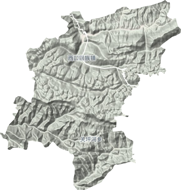 西口回族镇地形地图